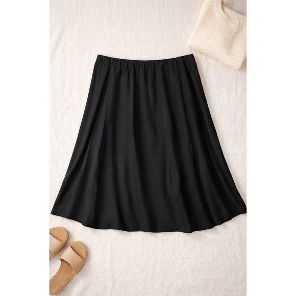 Eileen Fisher Dresses & Skirts - Eileen Fisher Black Lightweight Washable Stretch Crepe Midi Skirt 1X NWT